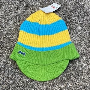 Le Tiger Ladies Blue Green Yellow Knit Hat Medium New